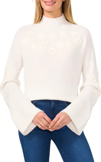 CeCe Floral Embroidered Mock Neck Sweater | Nordstromrack | Nordstrom Rack