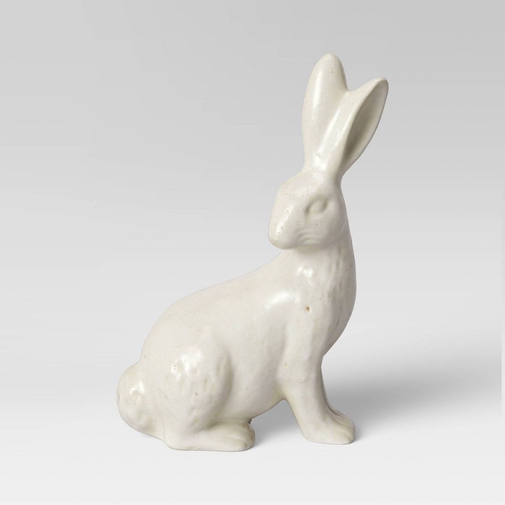 9" Ceramic Bunny Figurine with Glossy Sand Glaze Beige - Threshold™ | Target