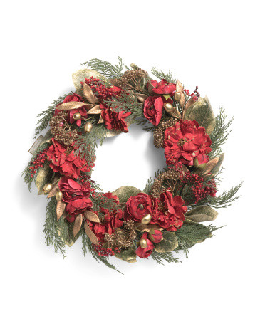 26in Peony And Ranunculus Wreath | TJ Maxx