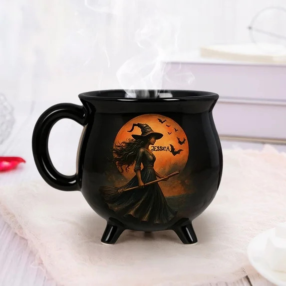Witch Brew Cauldron Coffee Mug with Lid & Spoon, Halloween Funny Ceramic Coffee Beverage Tea Cup,... | Walmart (US)