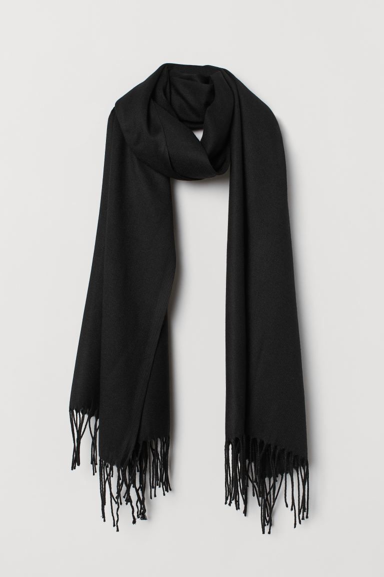 Woven scarf - Black - Ladies | H&M GB | H&M (UK, MY, IN, SG, PH, TW, HK)
