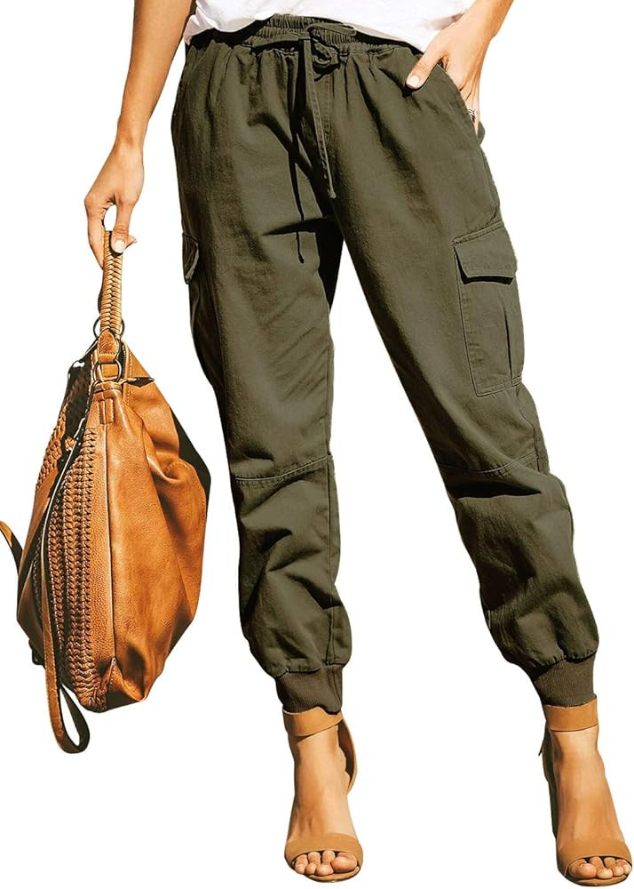 Women's All Occasions Paper Bag Waist Pants Trousers with Tie Pockets | Amazon (US)