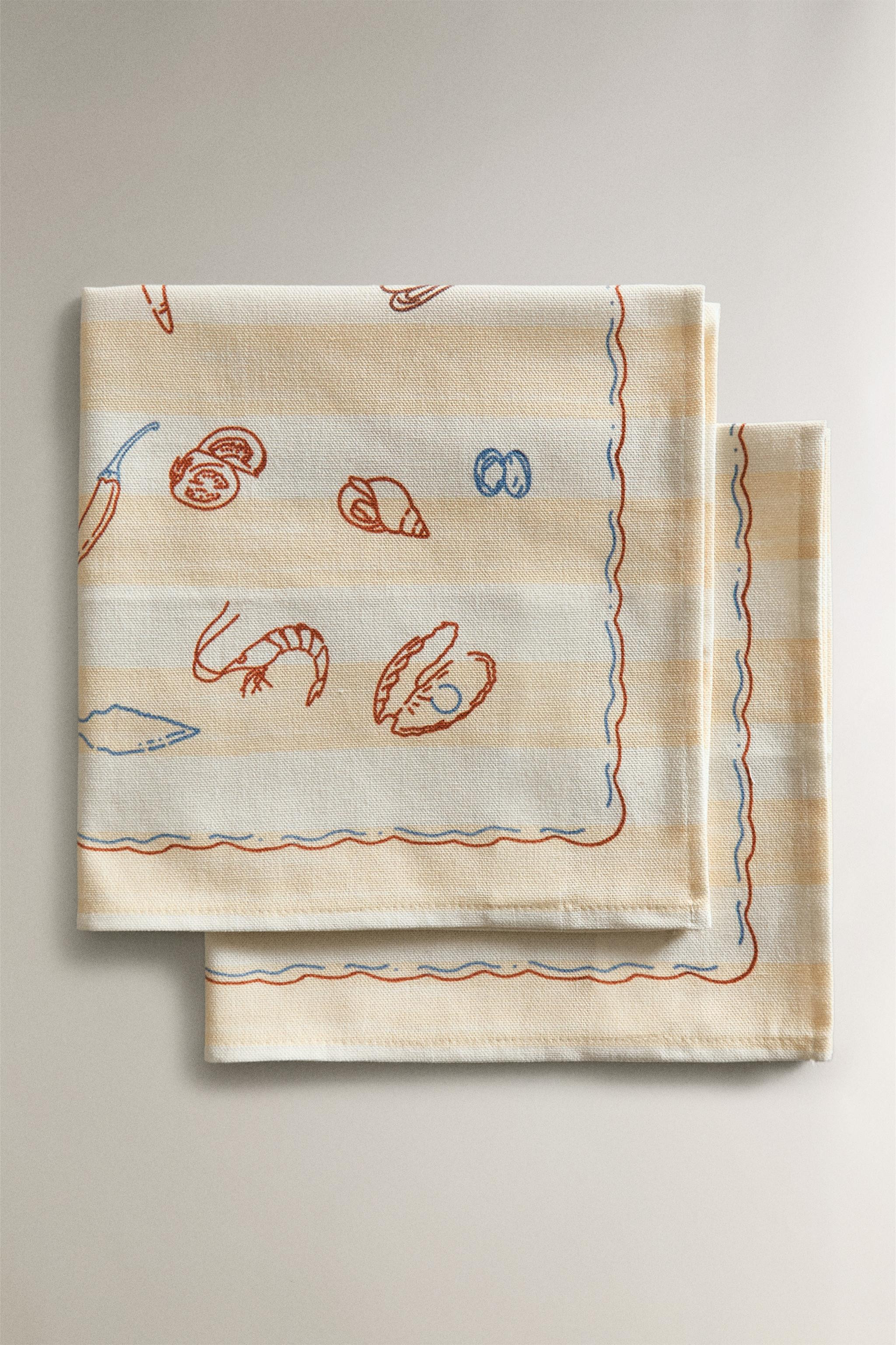 NAPKINS WITH STRIPED TABLEWARE PRINT (SET OF 2) | Zara US