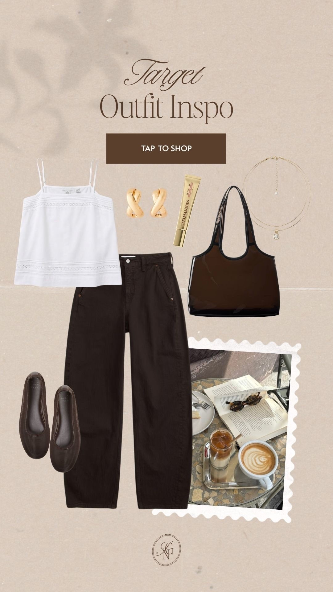 Target outfit inspo for an easy everyday look. 🤎 The white top and dark denim feel so classic, while the brown flats, mesh tote and gold accessories make it feel a little more elevated. ✨ #targetstyle #targetfinds #targetfashion #outfitinspo #casualstyle #everydayoutfit #neutralstyle #affordablefashion #summerstyle

#LTKootd #LTKSeasonal #LTKSaleAlert