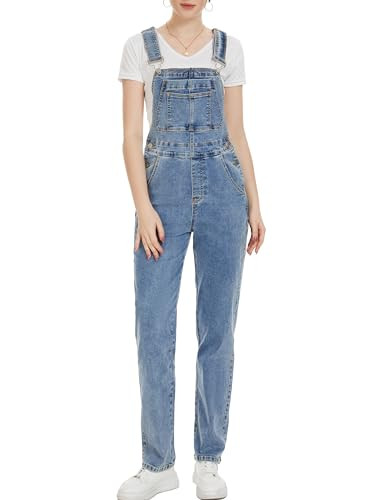Odefou Womens Overalls Denim Loose Fit Jeans Jumpsuit Fashion Bib Coveralls(Blue,xl) | Amazon (US)