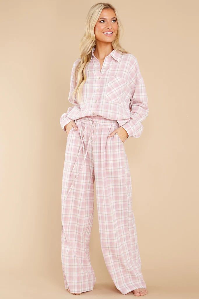 Beauty In Comfort Pink Plaid Pajama Top | Red Dress 