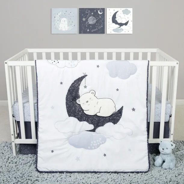 Sammy & Lou Bearly Dreaming 4 Piece Crib Bedding Set. Celestial Pattern Featuring a Sleeping Bear... | Walmart (US)