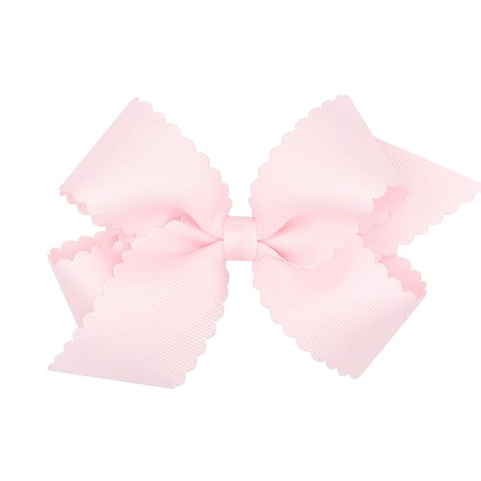Wee Ones Girls' Classic Grosgrain Hair Bow with Scalloped Edges, No-Slip Hair Clip, Handmade, Pow... | Amazon (US)