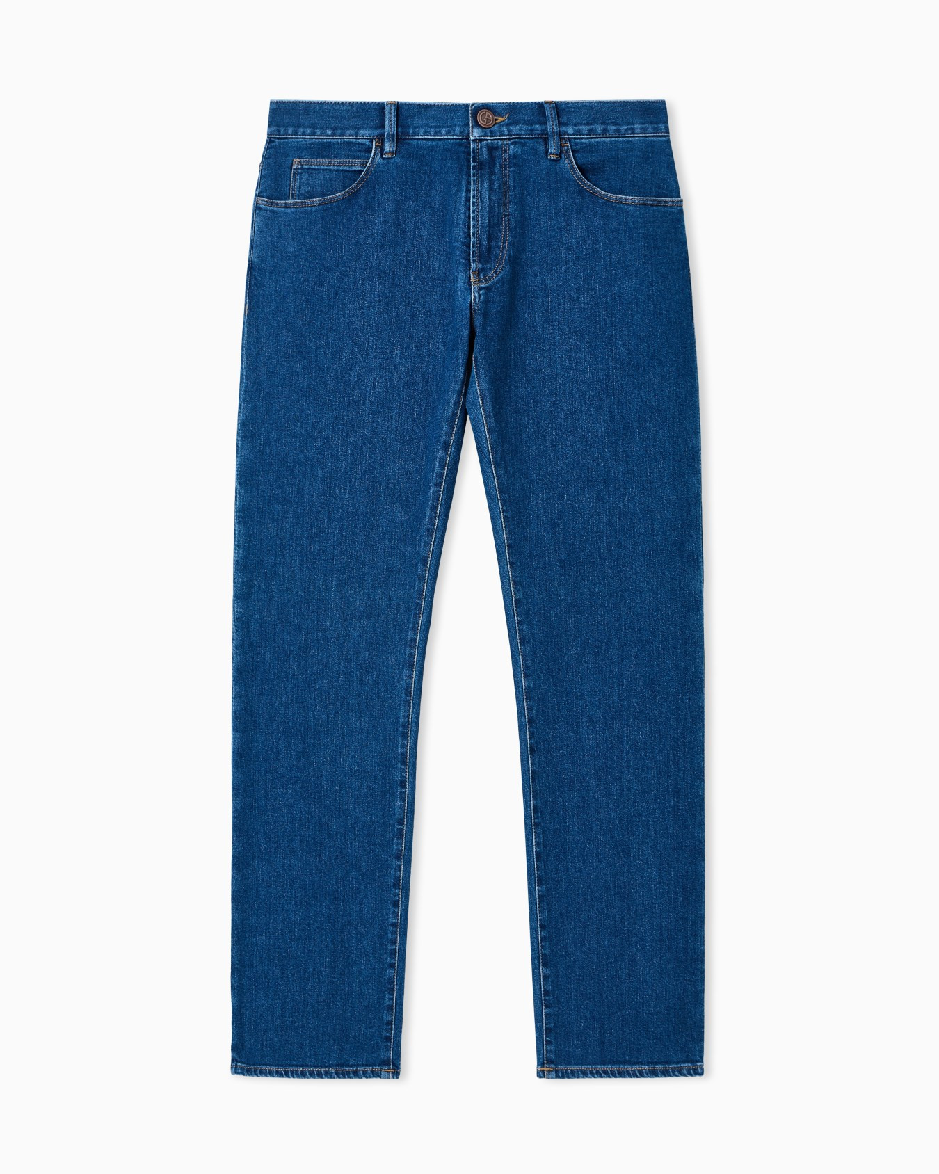 Five-pocket, regular-fit, stretch-cotton denim trousers | Armani US