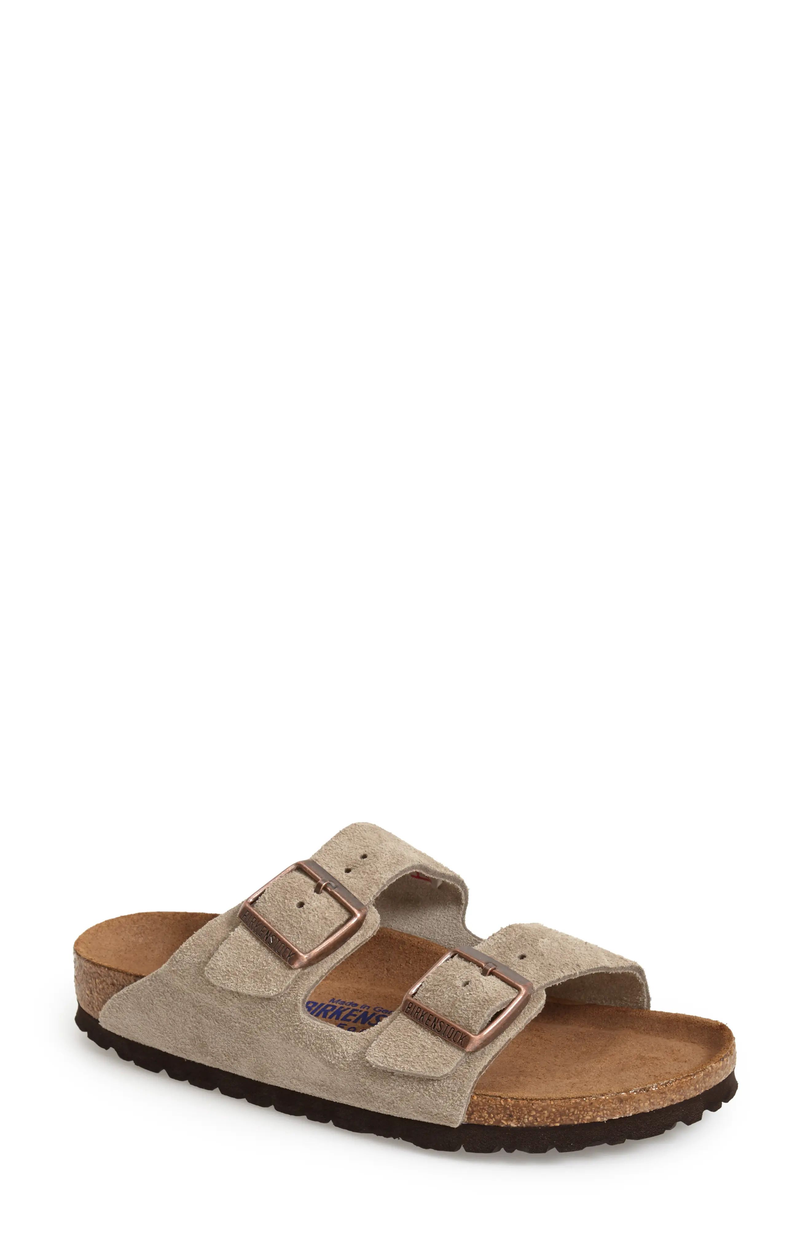 Women's Birkenstock 'Arizona' Soft Footbed Suede Sandal, Size 4-4.5US / 35EU B - Beige | Nordstrom