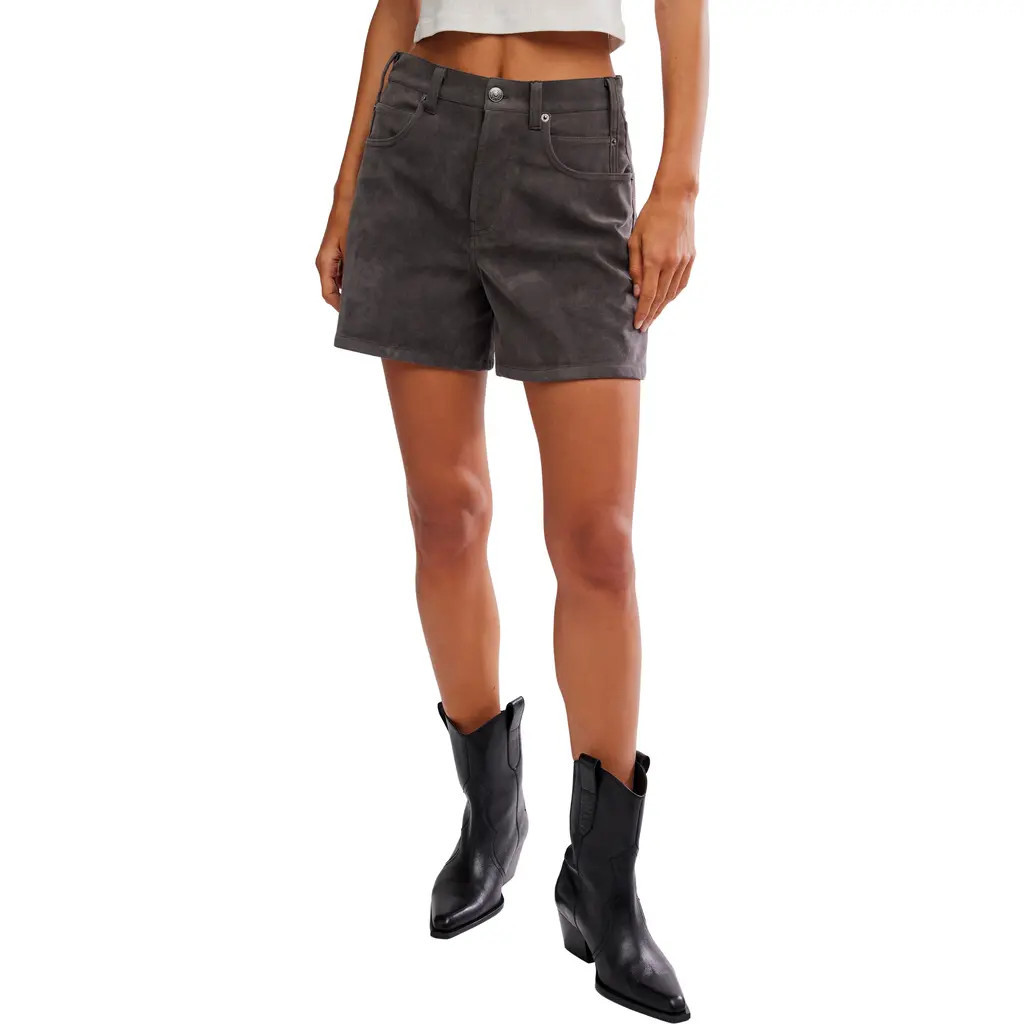 Free People Tippi Faux Suede Shorts in Dark Grey at Nordstrom, Size 29 | Nordstrom