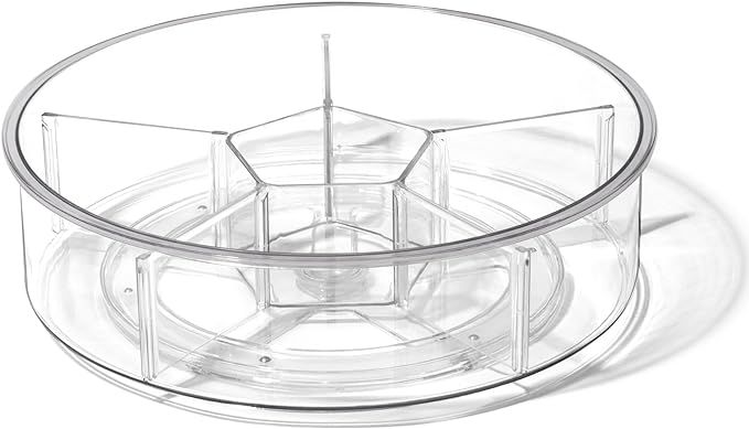 BINO Plastic Round Turntable Organizer with 6 Compartments - Clear | Spinning Divided Turntable C... | Amazon (US)