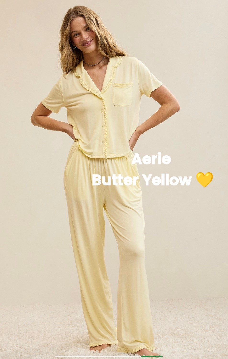 the prettiest butter yellow pajama set 💛 #aeriefinds #aerie 

#LTKHoliday