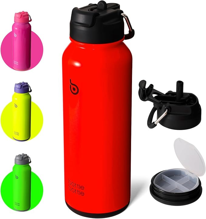 BOTTLE BOTTLE 40 oz sports water bottle stainless steel insulated water bottle with straw and pil... | Amazon (US)