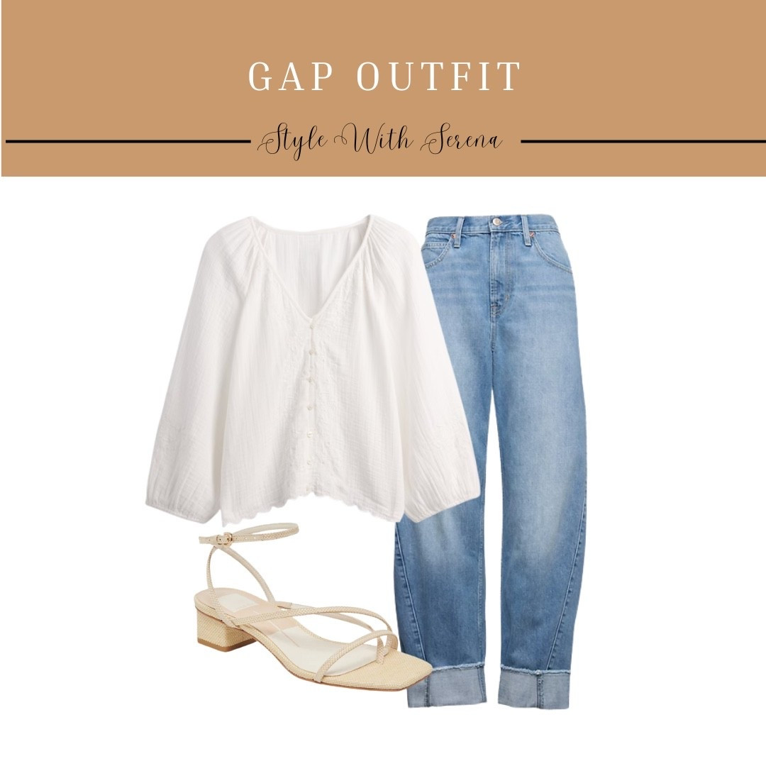 Gap outfit 
Summer outfit 
White blouse 
Jeans 
Denim
Summer fashion 

#LTKSeasonal #LTKOver40 #LTKStyleTip