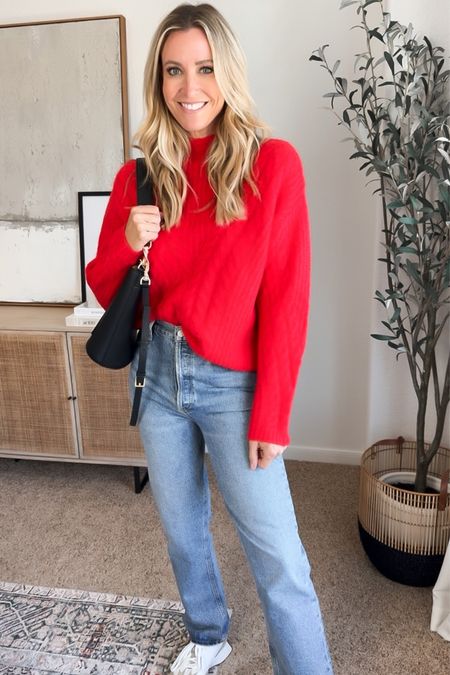 Target red sweater
Winter outfit
Jeans
Sneakers
Bucket bag
Black handbag
New balance
Target style


#LTKfindsunder100 #LTKstyletip #LTKfindsunder50