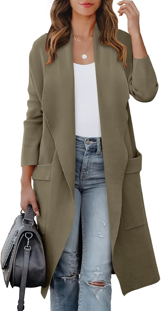 ANRABESS Women's Long Cardigan Sweater 2024 Fall Fashion Casual Oversized Knit Open Front Coatiga... | Amazon (US)