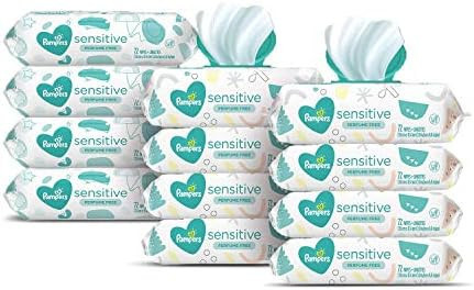 Baby Wipes, Pampers Sensitive Water Based Baby Diaper Wipes, Hypoallergenic and Unscented, 8 Pop-... | Amazon (US)