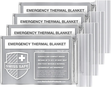 Click for more info about Swiss Safe Emergency Mylar Thermal Blankets + Bonus Gold Foil Space Blanket. Designed for NASA, O...