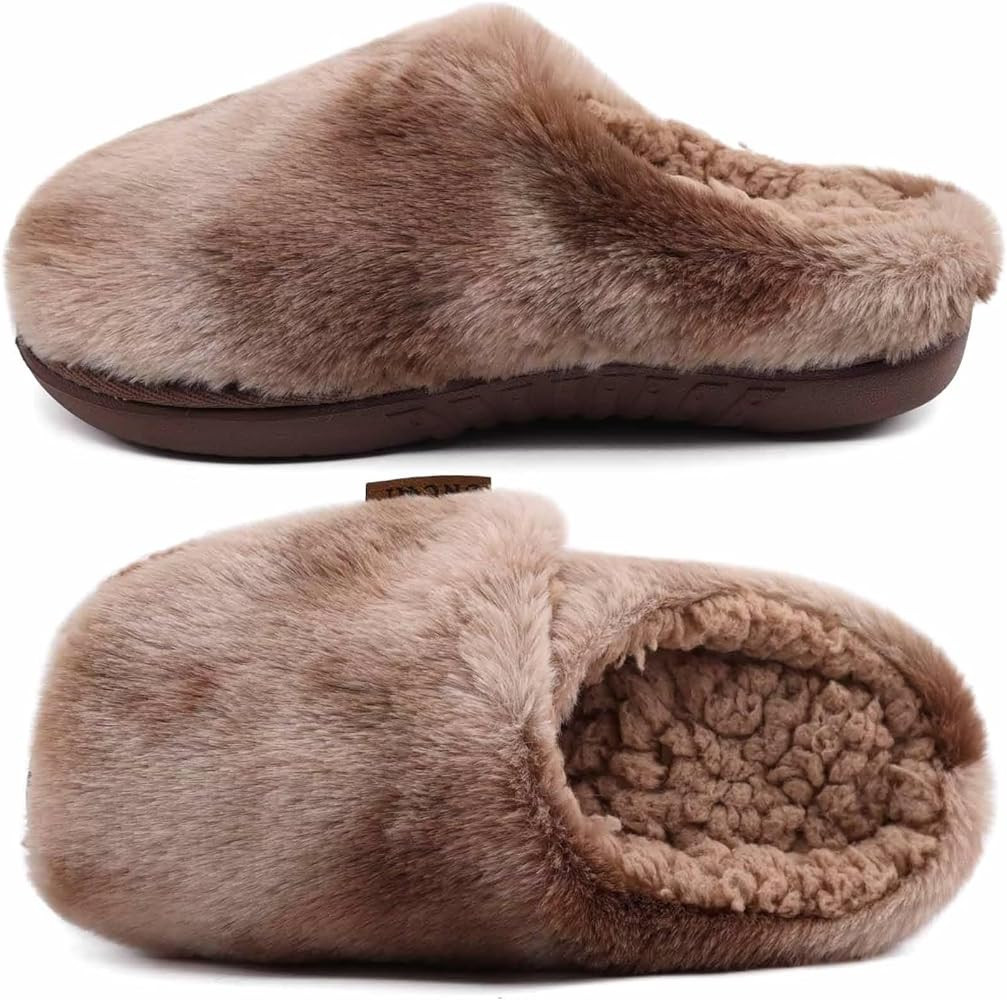 ONCAI Womens Fuzzy Slippers Memory Foam Slipper Cozy Plush Cushion Scuff Slip On Adjustable Faux ... | Amazon (US)