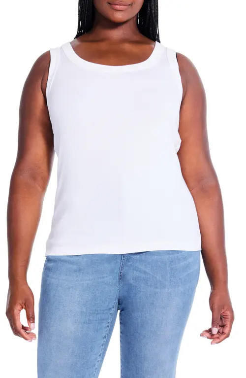 NIC+ZOE Perfect Rib Scoop Neck Knit Tank Top in Paper White at Nordstrom, Size 3X | Nordstrom