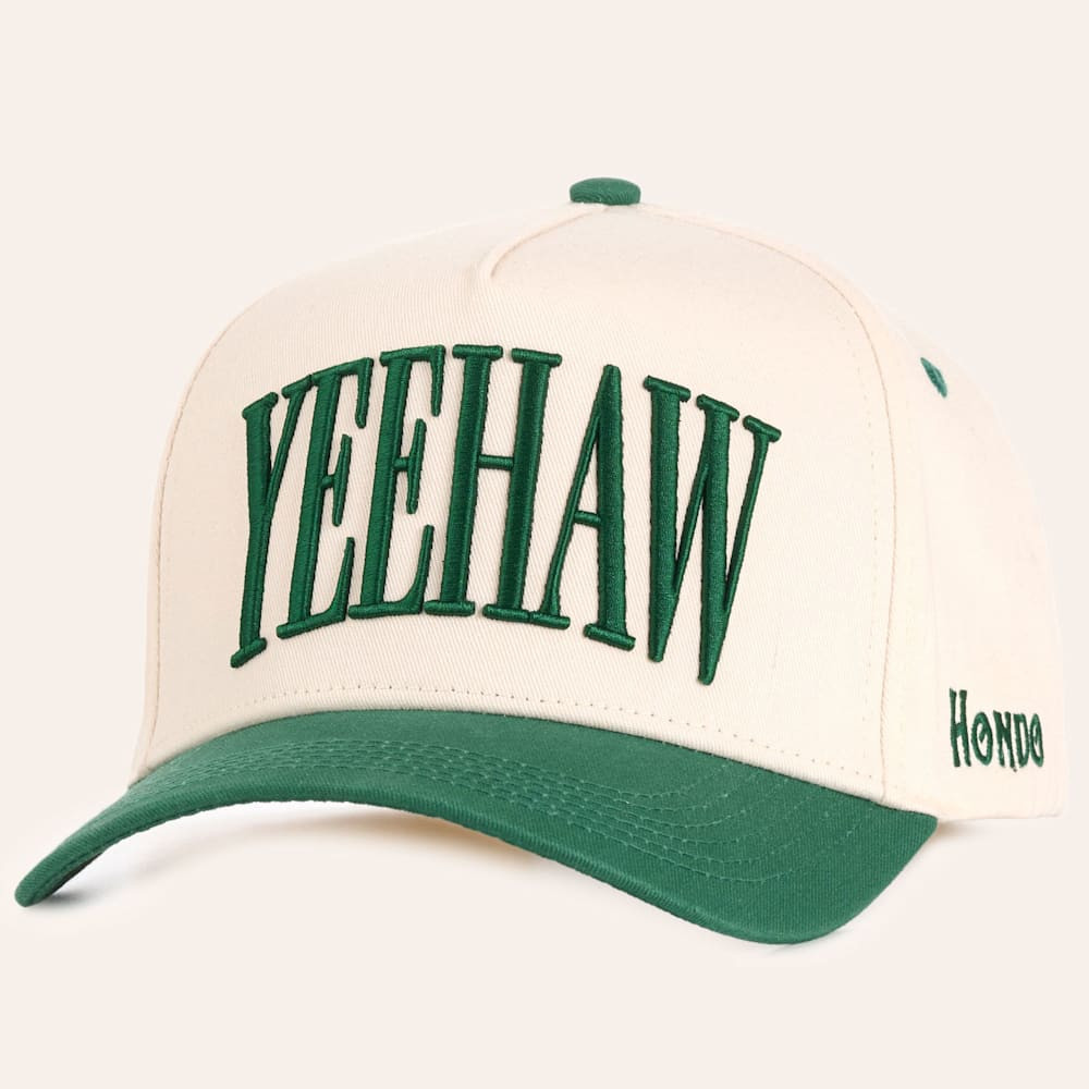 Hondo Bone & Green Yeehaw Curved Bill Cap | Cavender's