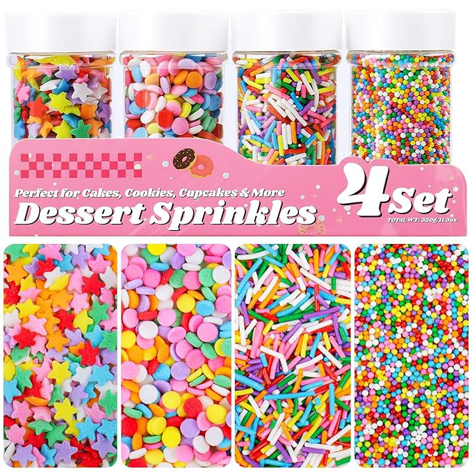Rainbow Sprinkles for Cake Decorating, 11.3oz/320g Edible Ice Cream Sprinkles with Star Confetti ... | Amazon (US)