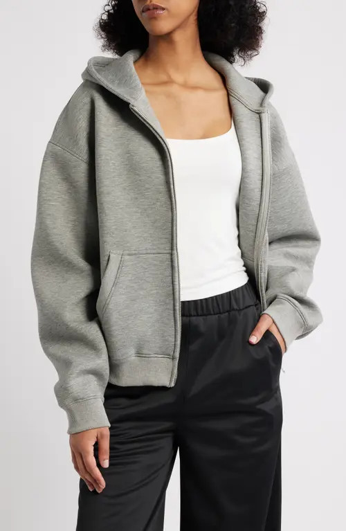 Iets Frans Boxy Scuba Knit Zip Hoodie in Grey at Nordstrom, Size X-Small | Nordstrom