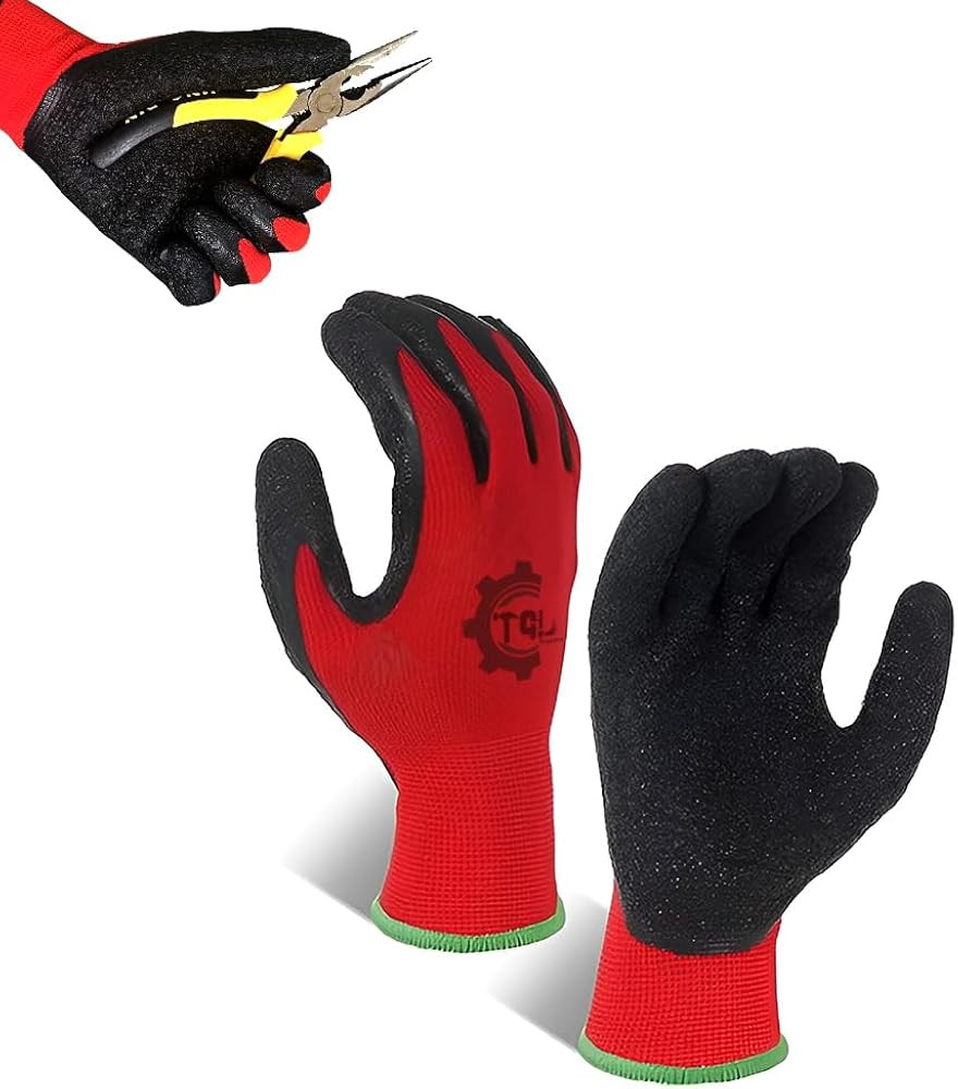 TGLS Safety Work Gloves Crinkle Latex Cut Resistant Work Gloves Firm Grip Warm Work Gloves Men - ... | Amazon (US)