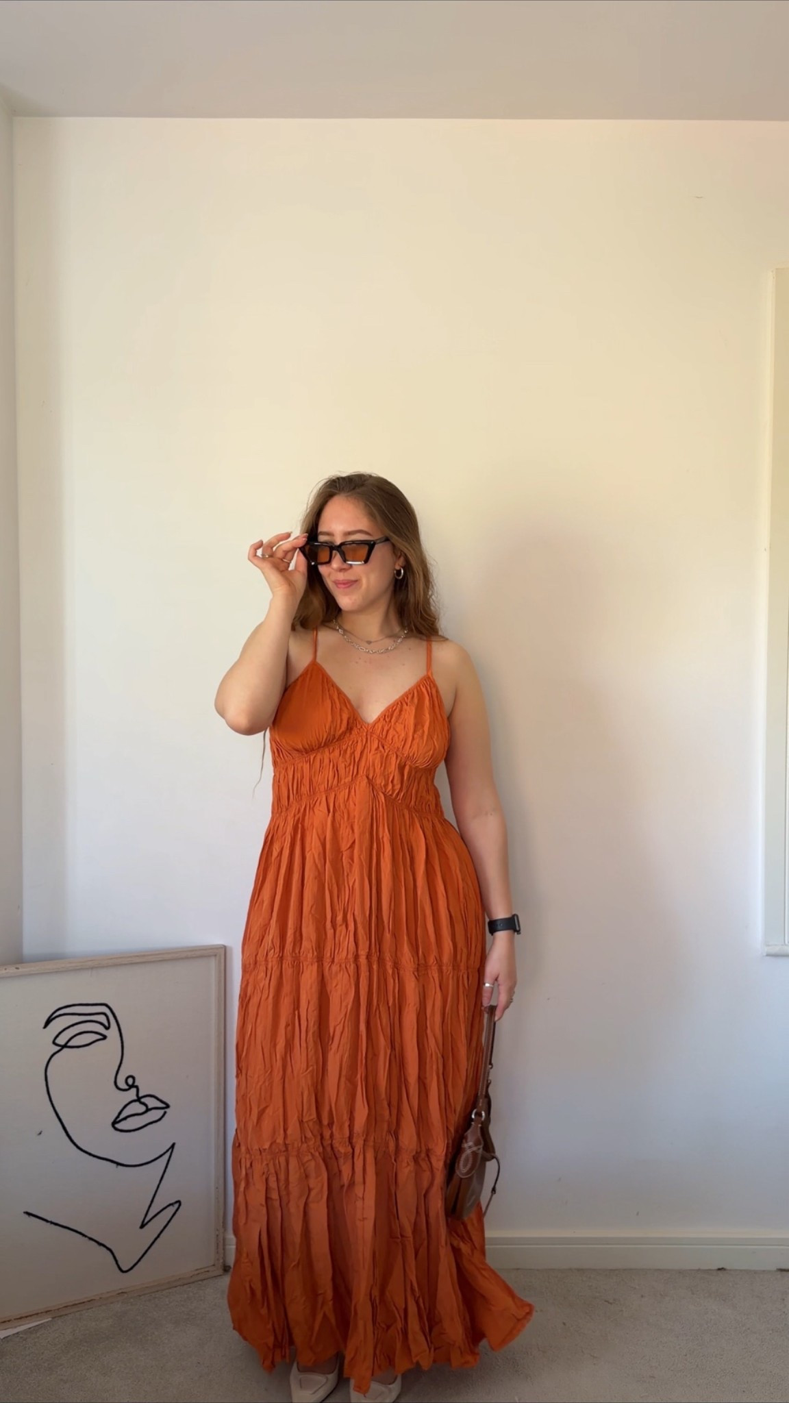 strapless open back dress A Line V Neck Backless Orange Chiffon Long Prom Dress, V Neck Backless   abcprom