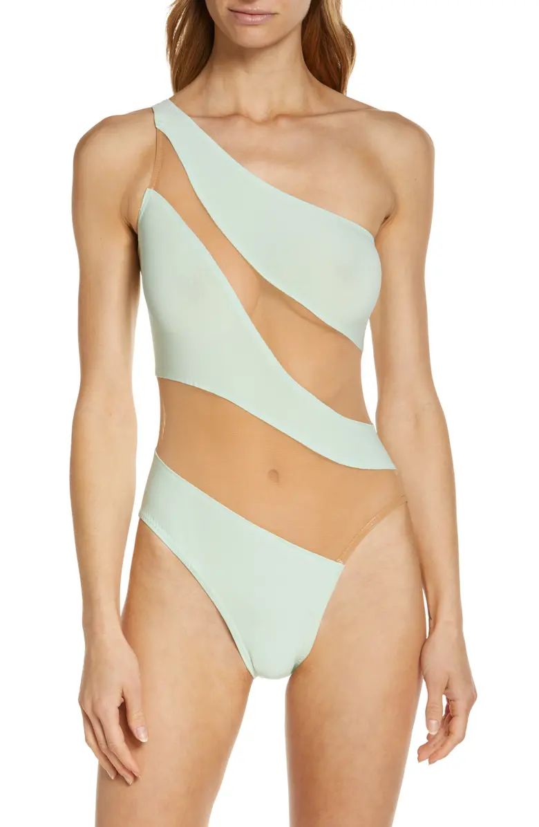 Snake Mesh Mio One-Shoulder Swimsuit | Nordstrom