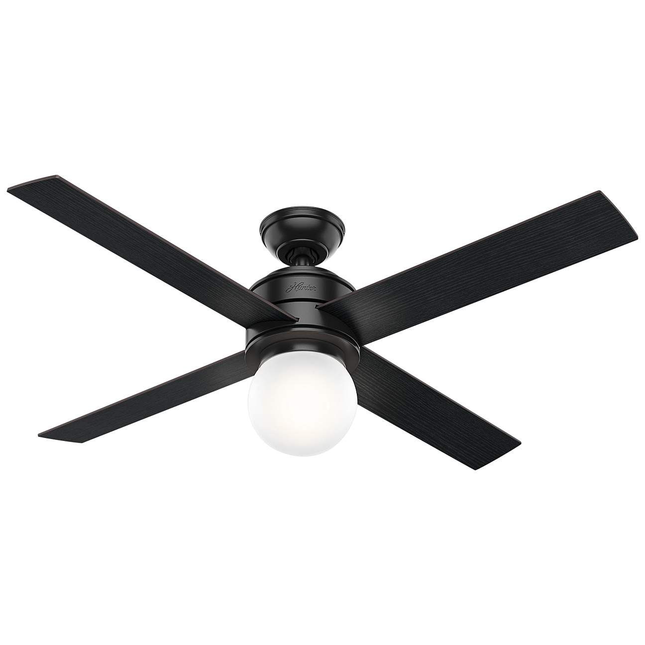 52" Hunter Hepburn Black Finish Modern LED Ceiling Fan | Lamps Plus