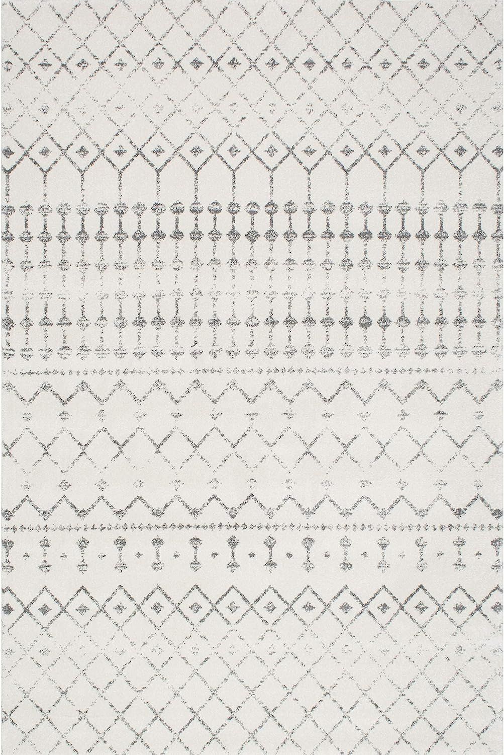 nuLOOM Moroccan Blythe Area Rug, 4' x 6', Grey/Off-white | Amazon (US)