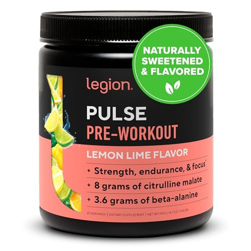 LEGION- All Natural Nitric Oxide Preworkout Drink to Boost Energy, Creatine Free, Naturally Sweetened, Beta Alanine, Citrulline, Alpha GPC (Lemon Lime) | Amazon (US)