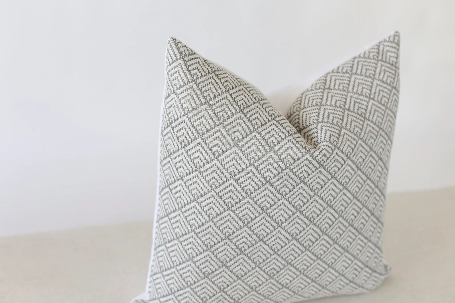 Grey and Cream Pillow Covers Custom, Designer Pillow Covers, Light Grey Pillow Cover with Zipper,... | Etsy (US)