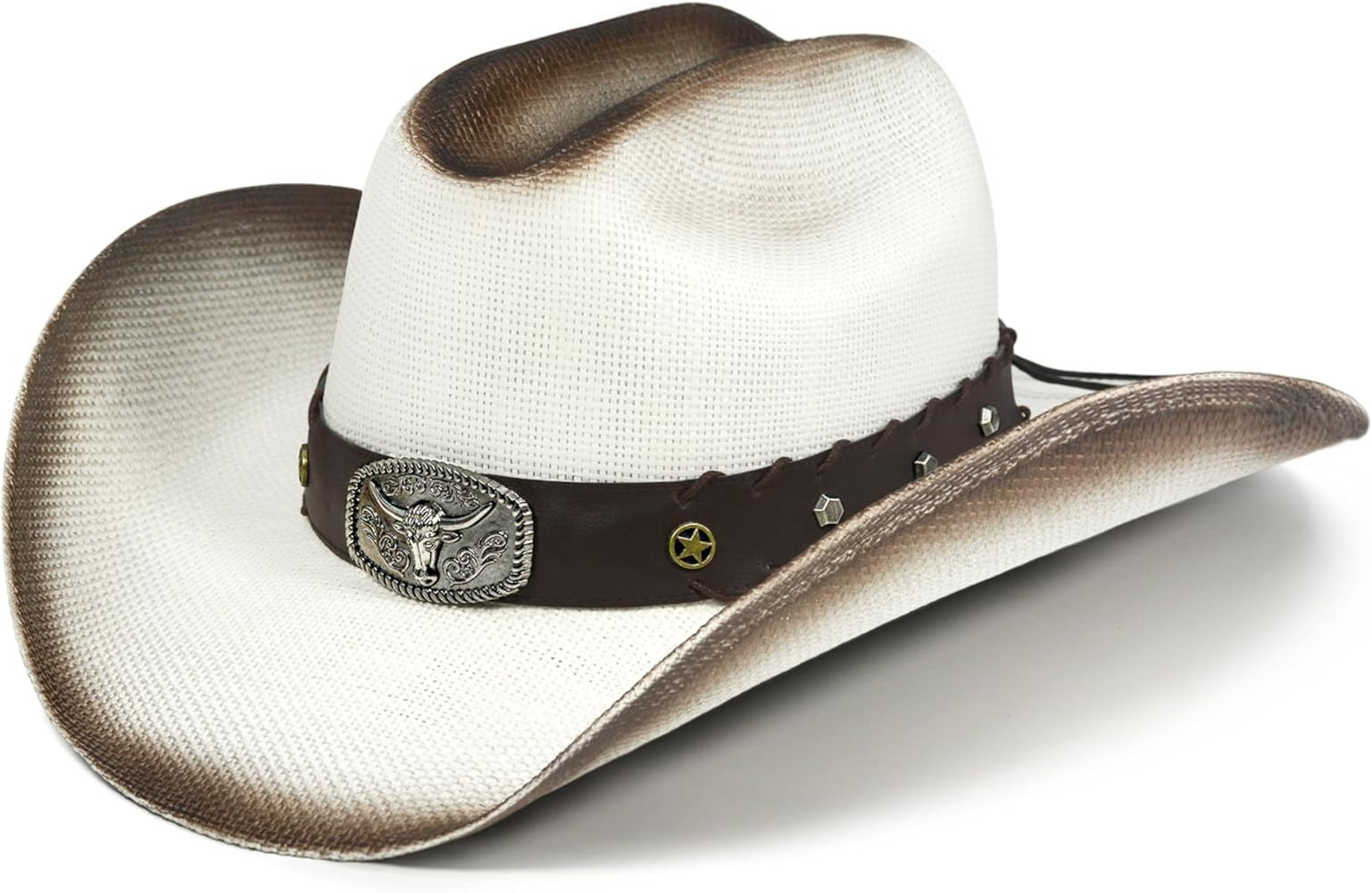Cowboy Hat for Women and Men - Straw Cattleman Crease Western Hats with Upgrade 4 inches Shapeabl... | Amazon (US)