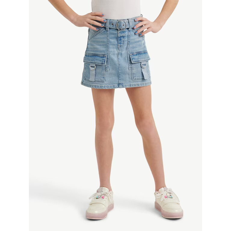 Justice Girls Denim Cargo Skirt, Sizes 6-18, Slim & Plus | Walmart (US)