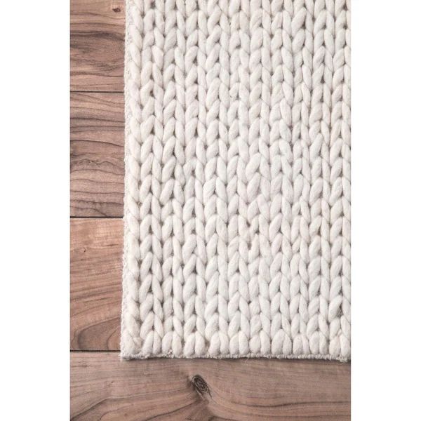 nuLOOM Handmade Braided Cable White New Zealand Wool Rug (8' x 10') | Bed Bath & Beyond