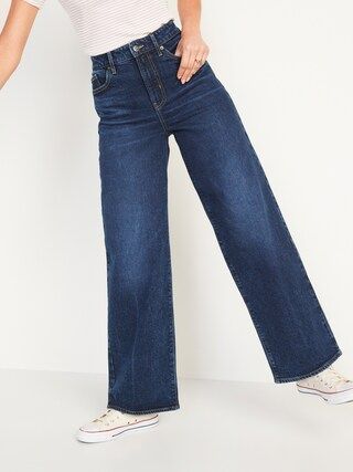 Extra High-Waisted Dark-Wash Wide-Leg Jeans for Women | Old Navy (US)