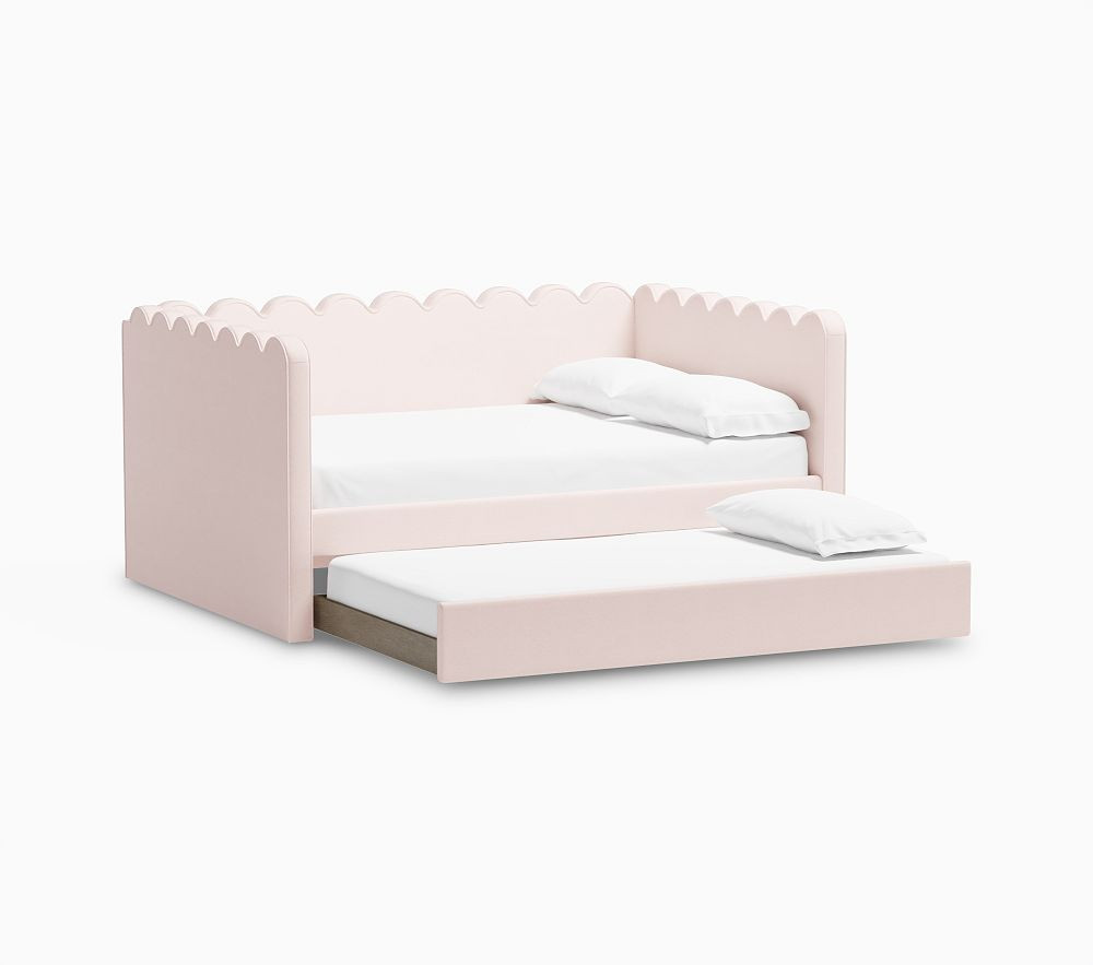 Penny Daybed With Trundle Full Performance Plush Chenille Pale Pink | Pottery Barn Kids