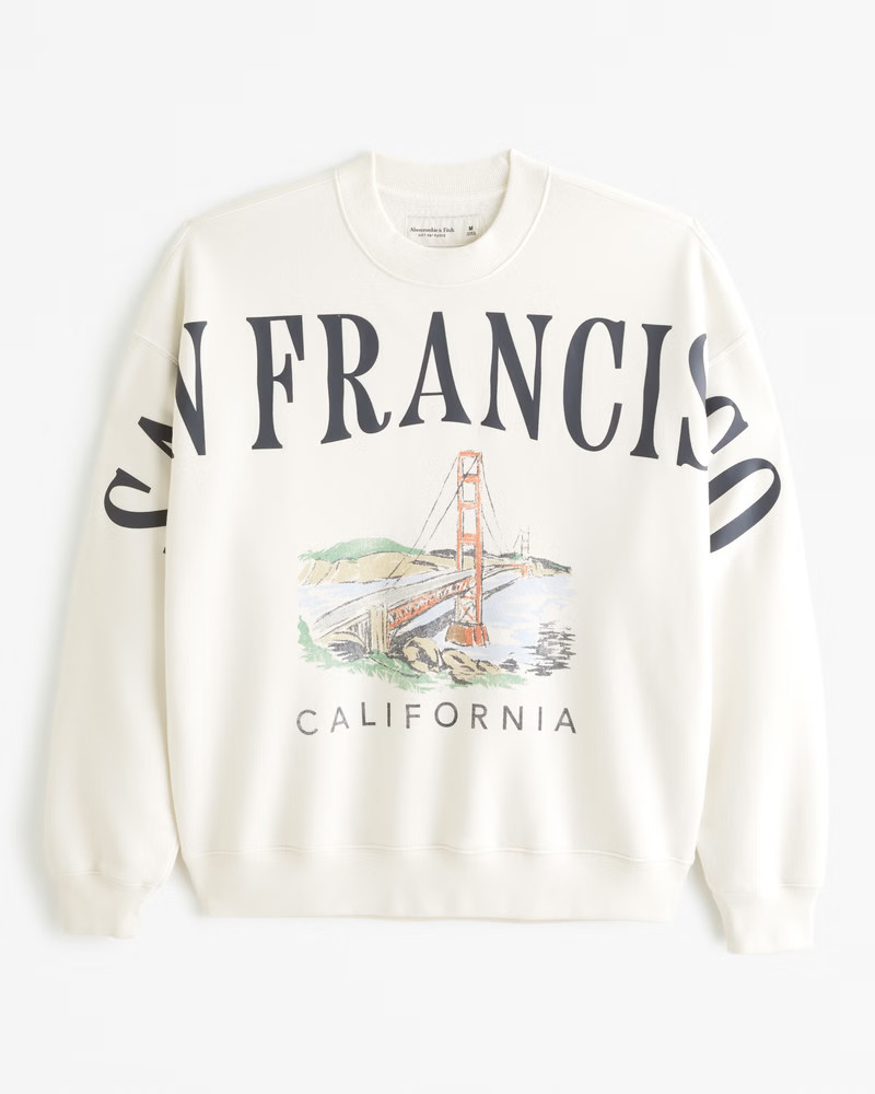 Abercrombie & Fitch Men's San Francisco Graphic Crew Sweatshirt in Off White - Size S | Abercrombie & Fitch (US)