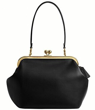 COACH Kisslock 27 Leather Frame Shoulder Bag - Black | Dillard's