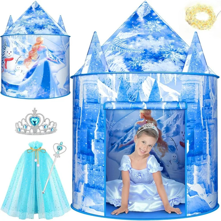 Beefunni Princess Castle Playhouse, Kids Pop Up Tent Frozen House for Girls with Snowflake Lights... | Walmart (US)