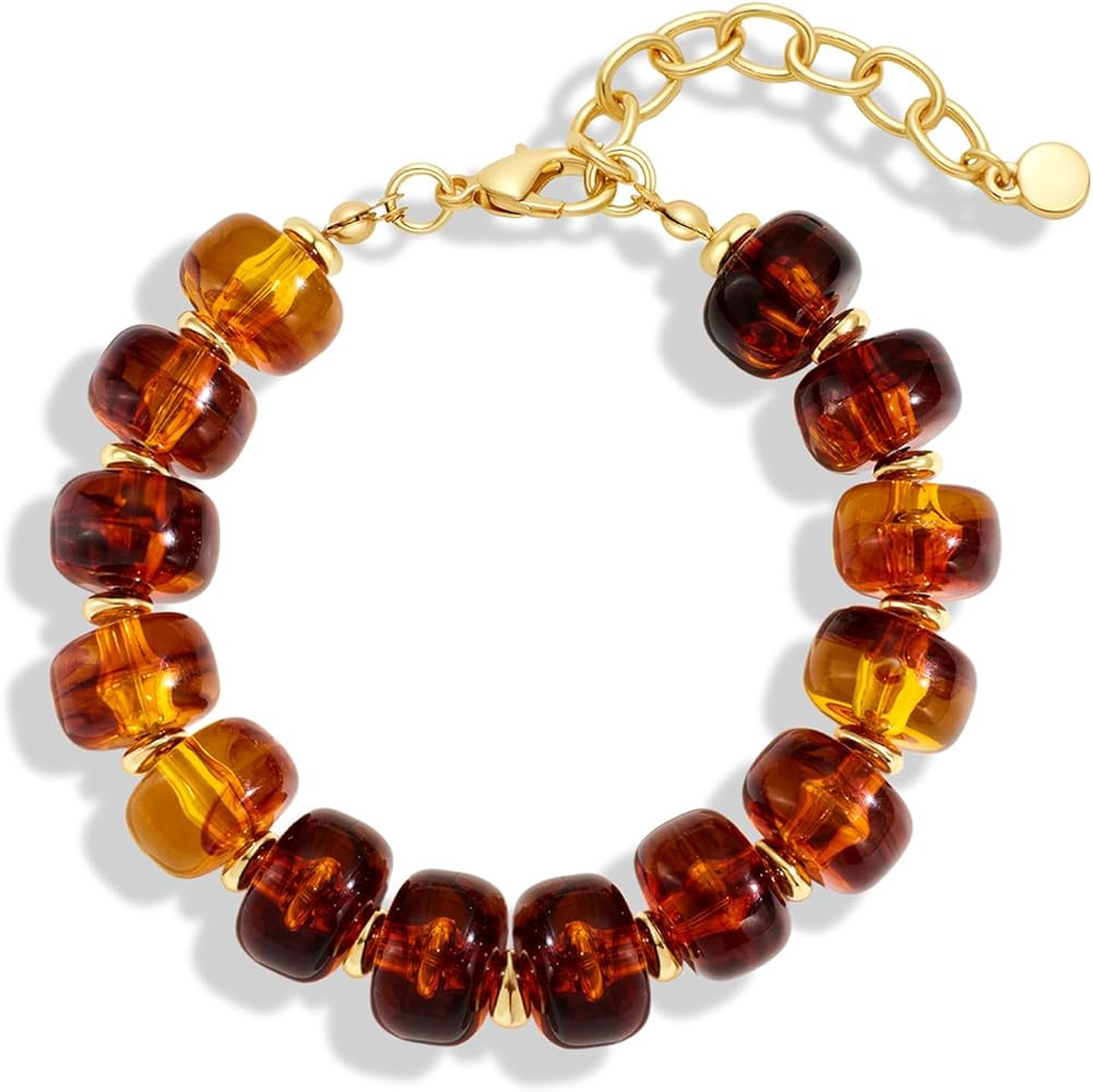 Beaded Bracelets for Women Dainty Chunky Bracelet Beaded Boho Summer Bracelet Fashion Trendy Ston... | Amazon (US)