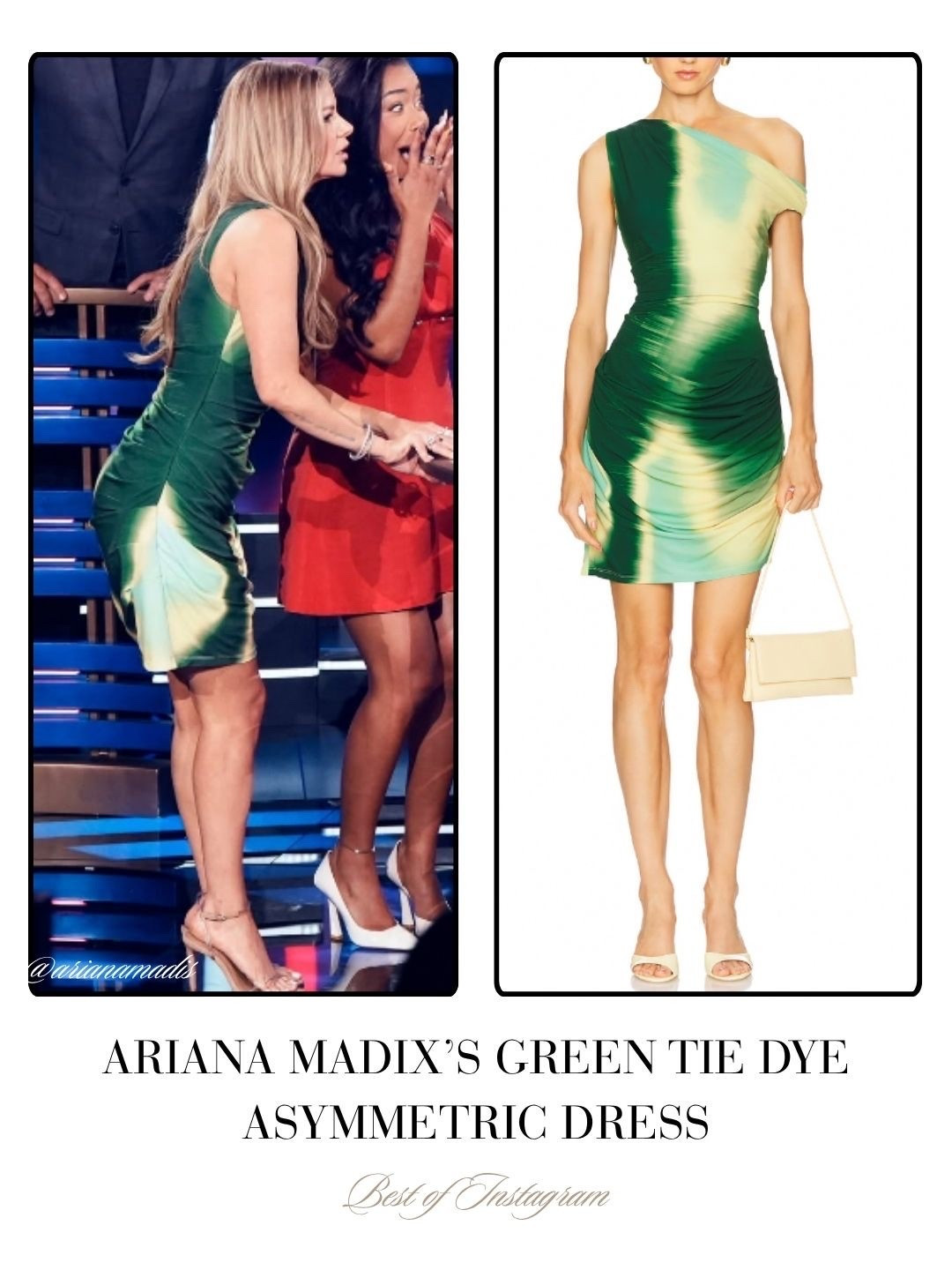 Ariana Madix’s Green Tie Dye Asymmetric Dress 📸 = @arianamadix