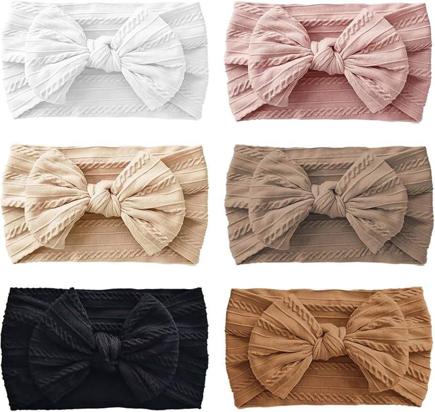6PCS Baby Headbands, Girls Headbands with Bows, Soft Stretchy Nylon Hair Bands Hair Accessories f... | Amazon (US)