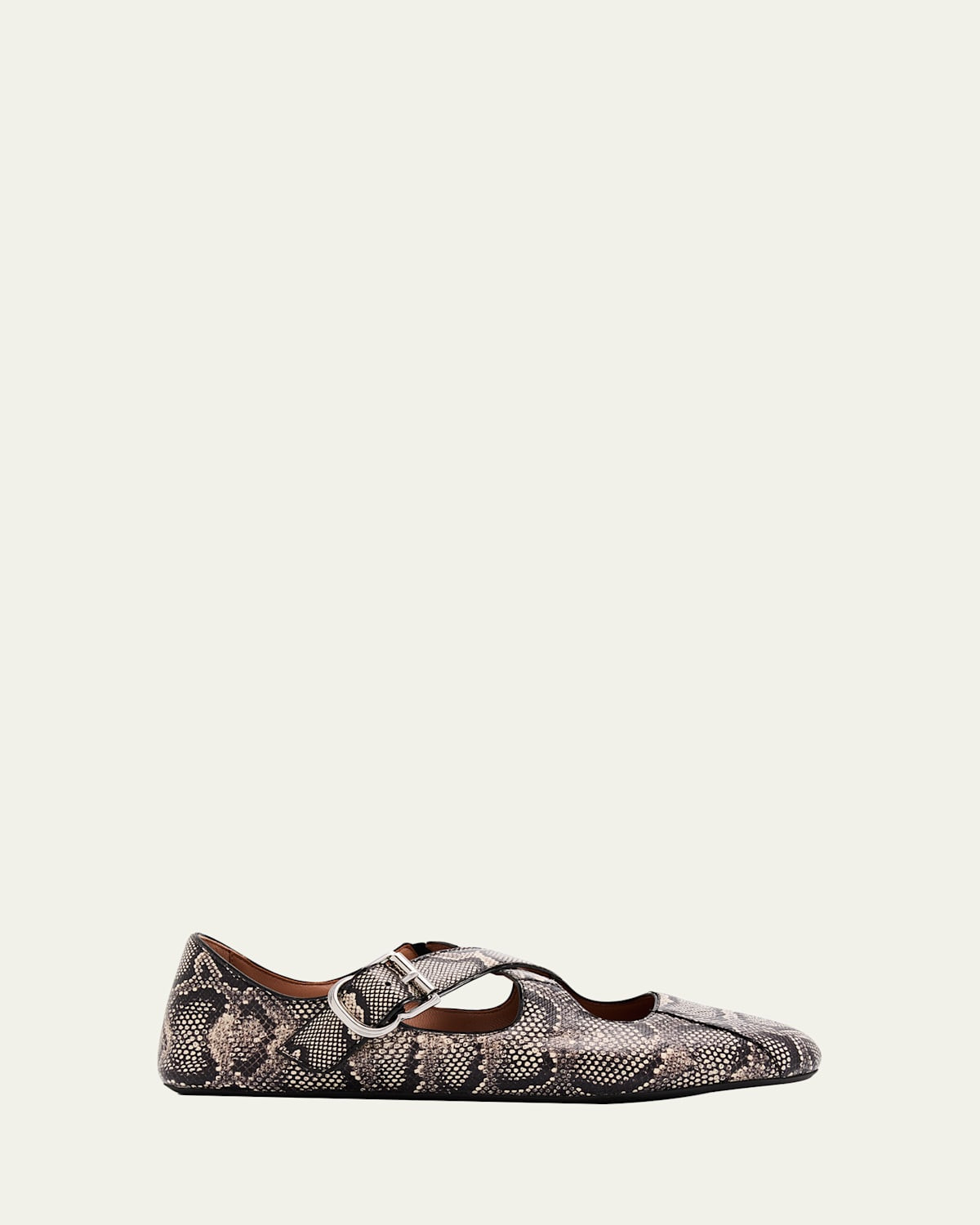 Crisscross Snakeskin Leather Ballerina Flats | Bergdorf Goodman