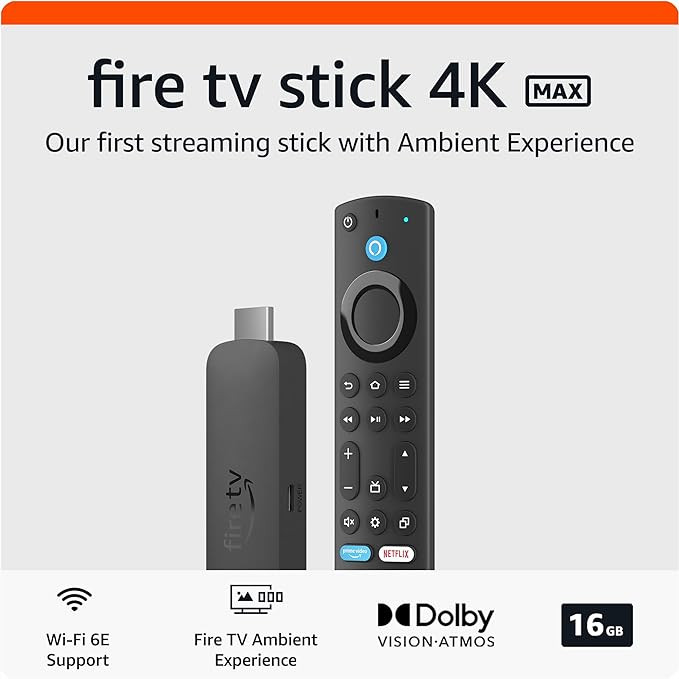 Amazon Fire TV Stick 4K Max streaming device, supports Wi-Fi 6E, free & live TV without cable or ... | Amazon (US)