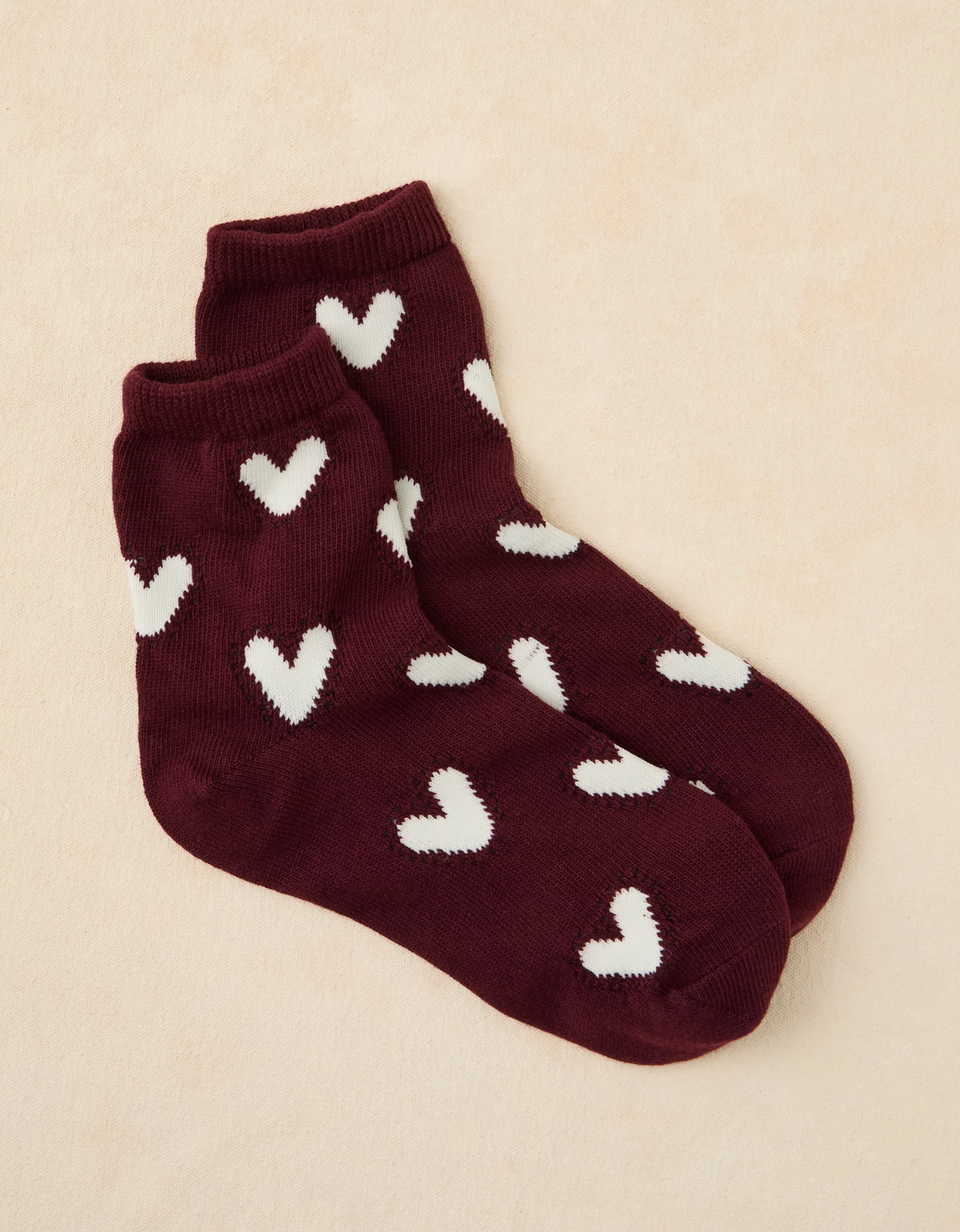 AE Knit Heart Cropped Crew Socks | American Eagle Outfitters (US & CA)