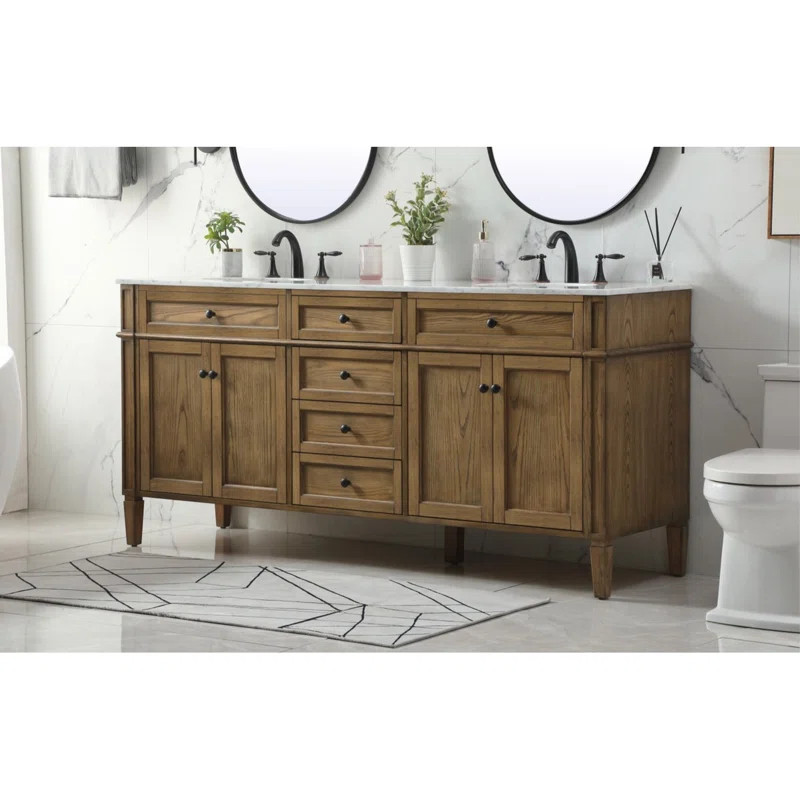 Aafko 72'' Free-standing Double Bathroom Vanity with Marble Vanity Top | Wayfair North America